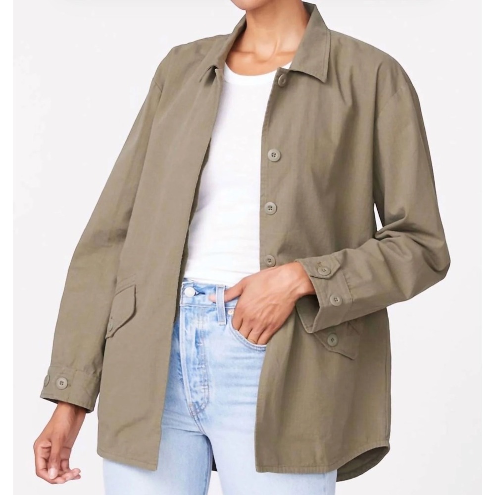 MONROW Green/Brown UTILITY VINTAGE STYLE SHIRT JACKET Ripstop GorpCore Cotton M